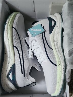 Puma White Sneakers with Navy and Mint Accents